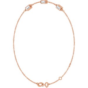 14K Rose Gold 4x2 mm Straight Baguette 3-Stone Bezel-Set 6 1/2-7 1/2" Bracelet Mounting – image 3