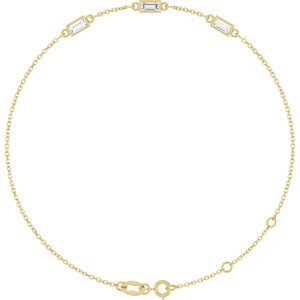 14K Yellow Gold 4x2 mm Straight Baguette 3-Stone Bezel-Set 6 1/2-7 1/2" Bracelet Mounting
