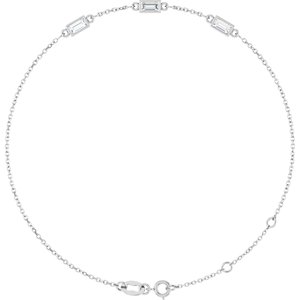 Sterling Silver 4x2 mm Straight Baguette 3-Stone Bezel-Set 6 1/2-7 1/2" Bracelet Mounting