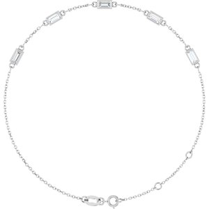 14K White Gold 4x2 mm Straight Baguette 5-Stone Bezel-Set 6 1/2-7 1/2" Bracelet Mounting