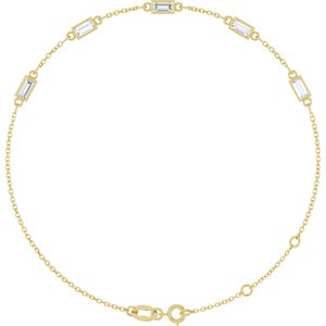 14K Yellow Gold 4x2 mm Straight Baguette 5-Stone Bezel-Set 6 1/2-7 1/2" Bracelet Mounting