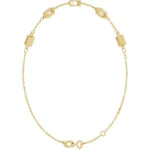 14K Yellow Gold 4x2 mm Straight Baguette 5-Stone Bezel-Set 6 1/2-7 1/2" Bracelet Mounting – image 4