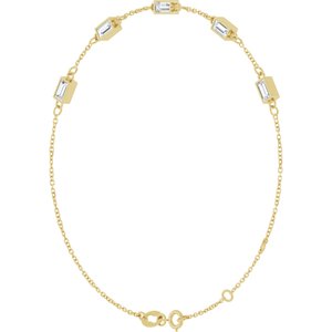 14K Yellow Gold 4x2 mm Straight Baguette 5-Stone Bezel-Set 6 1/2-7 1/2" Bracelet Mounting – image 3