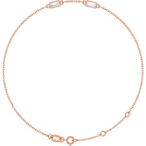14K Rose Gold 4x2 mm Straight Baguette 2-Stone Bezel-Set 6 1/2-7 1/2" Bracelet Mounting