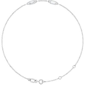 Sterling Silver 4x2 mm Straight Baguette 2-Stone Bezel-Set 6 1/2-7 1/2" Bracelet Mounting