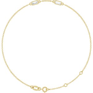 14K Yellow Gold 4x2 mm Straight Baguette 2-Stone Bezel-Set 6 1/2-7 1/2" Bracelet Mounting