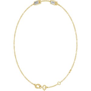 14K Yellow Gold 4x2 mm Straight Baguette 2-Stone Bezel-Set 6 1/2-7 1/2" Bracelet Mounting – image 3