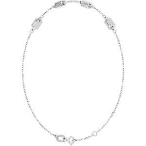 14K White Gold 4x2 mm Straight Baguette 4-Stone Bezel-Set 6 1/2-7 1/2" Bracelet Mounting – image 3