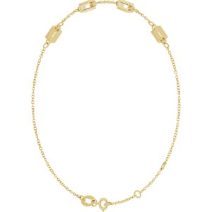 14K Yellow Gold 4x2 mm Straight Baguette 4-Stone Bezel-Set 6 1/2-7 1/2" Bracelet Mounting – image 4