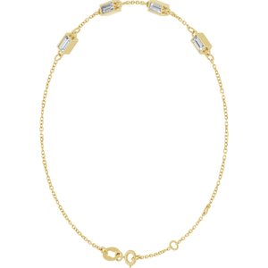 14K Yellow Gold 4x2 mm Straight Baguette 4-Stone Bezel-Set 6 1/2-7 1/2" Bracelet Mounting – image 3