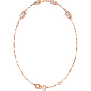 14K Rose Gold 4x2 mm Straight Baguette 4-Stone Bezel-Set 6 1/2-7 1/2" Bracelet Mounting – image 3