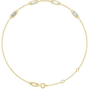 14K Yellow Gold 4x2 mm Straight Baguette 4-Stone Bezel-Set 6 1/2-7 1/2" Bracelet Mounting