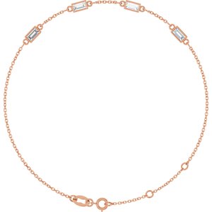 14K Rose Gold 4x2 mm Straight Baguette 4-Stone Bezel-Set 6 1/2-7 1/2" Bracelet Mounting