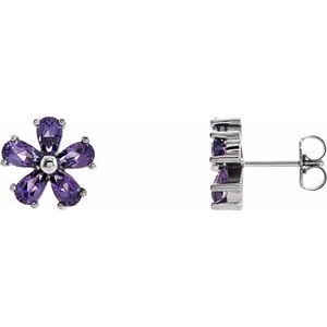 14K White Gold Natural Amethyst Earrings