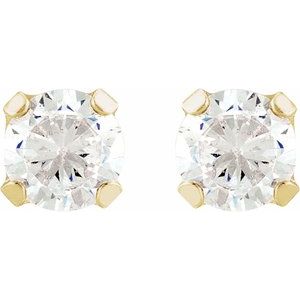 14K Yellow Gold 3 mm Imitation White Cubic Zirconia Piercing Stud Earrings – image 2
