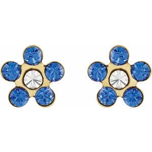 14K Yellow Gold Imitation Blue Sapphire Inverness�� Piercing Earrings