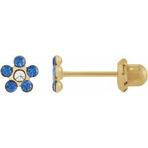 14K Yellow Gold Imitation Blue Sapphire Inverness�� Piercing Earrings