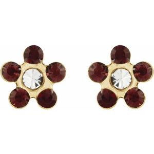 14K Yellow Gold Imitation Garnet Inverness® Piercing Earrings