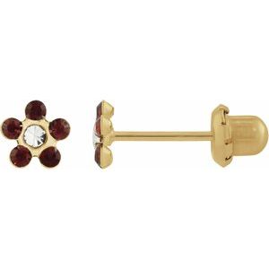 14K Yellow Gold Imitation Garnet Inverness® Piercing Earrings