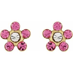 14K Yellow Gold Imitation Pink Tourmaline Inverness�� Piercing Earrings