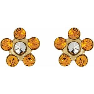 14K Yellow Gold Imitation Citrine Inverness® Piercing Earrings