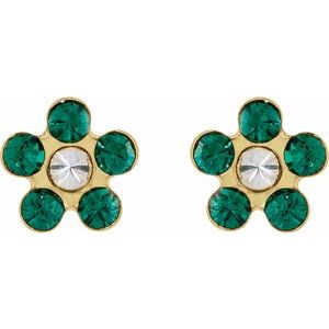14K Yellow Gold Imitation Emerald Inverness�� Piercing Earrings