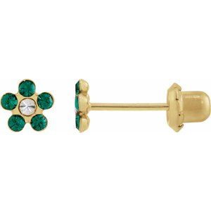 14K Yellow Gold Imitation Emerald Inverness�� Piercing Earrings