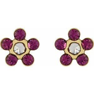 14K Yellow Gold Imitation Amethyst Inverness® Piercing Earrings
