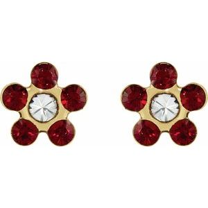 14K Yellow Gold Imitation Ruby Inverness® Piercing Earrings