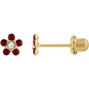 14K Yellow Gold Imitation Ruby Inverness® Piercing Earrings