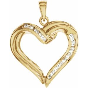 14K Yellow Gold 1/4 CTW Natural Diamond Heart Pendant