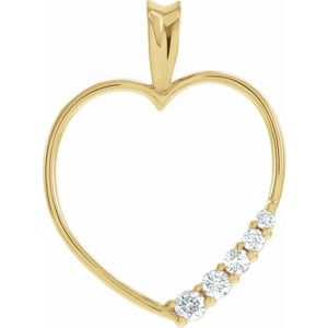 14K Yellow Gold 1/5 CTW Natural Diamond Journey Heart Pendant