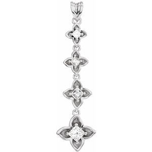 14K White Gold  1/2 CTW Natural Diamond Journey Floral Pendant