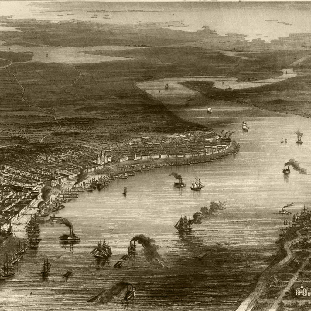 Vintage Map of New Orleans, Louisiana 1863