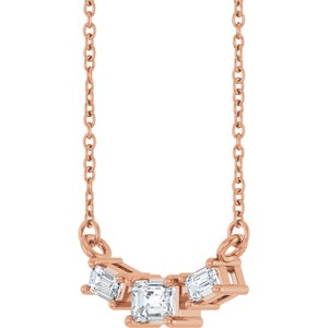 14K Rose Gold 4x3 mm Emerald Three-Stone 18" Necklace Mounting – image 3
