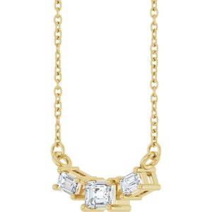 14K Yellow Gold 4x3 mm Emerald Three-Stone 18" Necklace Mounting – image 3