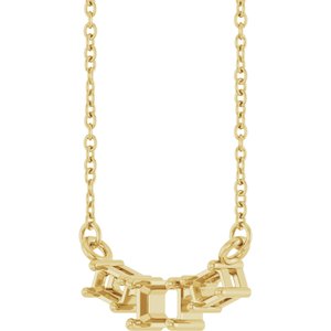 14K Yellow Gold 4x3 mm Emerald Three-Stone 18" Necklace Mounting – image 4