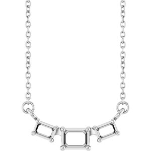 Platinum 4x3 mm Emerald Three-Stone 18" Necklace Mounting – image 2