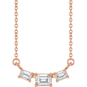 14K Rose Gold 3/8 CTW Lab-Grown Diamond Three-Stone 18" Necklace
