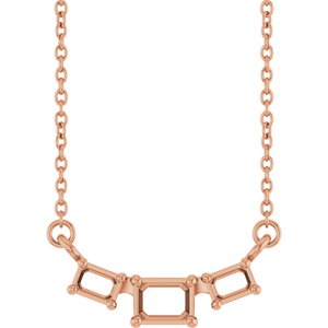 14K Rose Gold 4x3 mm Emerald Three-Stone 18" Necklace Mounting – image 2