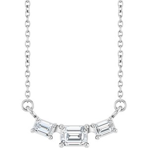 Sterling Silver 3/8 CTW Lab-Grown Diamond Three-Stone 18" Necklace