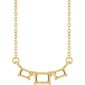 14K Yellow Gold 4x3 mm Emerald Three-Stone 18" Necklace Mounting – image 2