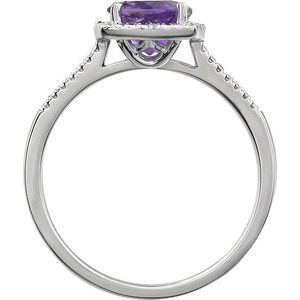 Sterling Silver Natural Amethyst & .01 CTW Natural Diamond Ring