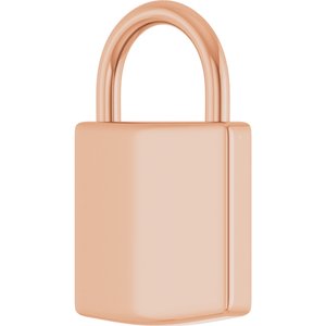 14K Rose Gold Engravable Lightweight Lock Pendant – image 2
