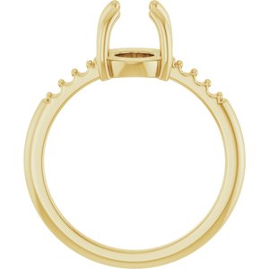 14K Yellow Gold 9x7 mm Oval Cabochon Ring Mounting – image 4