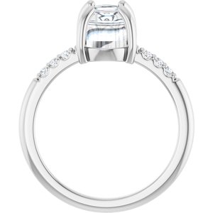 10K White Gold 9x7 mm Oval Cabochon Ring Mounting – image 3