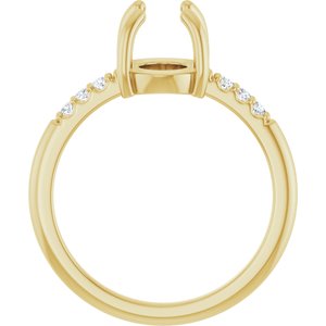 14K Yellow Gold 9x7 mm Oval 1/10 CTW Natural Diamond Semi-Set Cabochon Ring – image 4