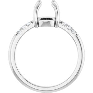 14K White Gold 9x7 mm Oval 1/10 CTW Natural Diamond Semi-Set Cabochon Ring – image 4