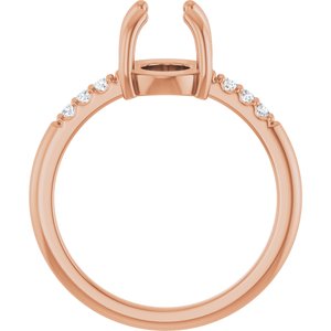 14K Rose Gold 9x7 mm Oval 1/10 CTW Natural Diamond Semi-Set Cabochon Ring – image 4