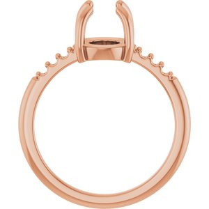 14K Rose Gold 9x7 mm Oval Cabochon Ring Mounting – image 4